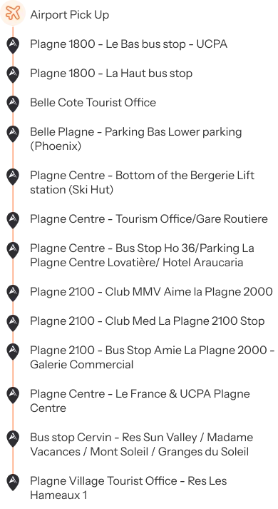 Bus stops in La Plagne