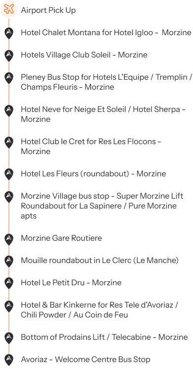 Bus stops in Morzine